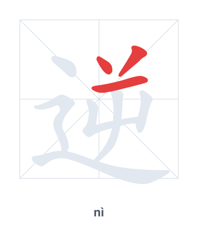 Stroke order practice for 逆 - nì