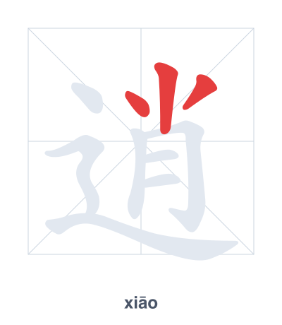 Stroke order practice for 逍 - xiāo