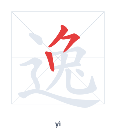 Stroke order practice for 逸 - yì