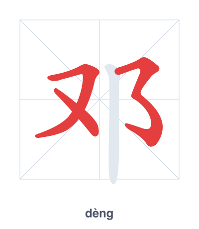 Stroke order practice for 邓 - dèng