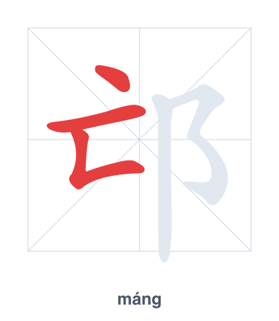 Stroke order practice for 邙 - máng