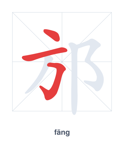 Stroke order practice for 邡 - fāng