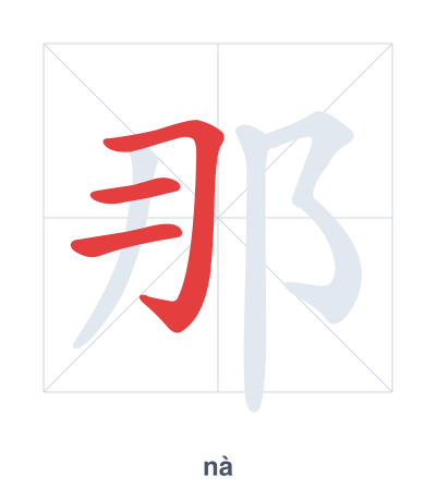 Stroke order practice for 那 - nà