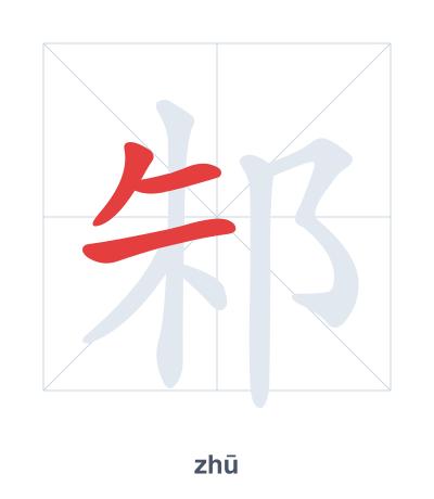 Stroke order practice for 邾 - zhū