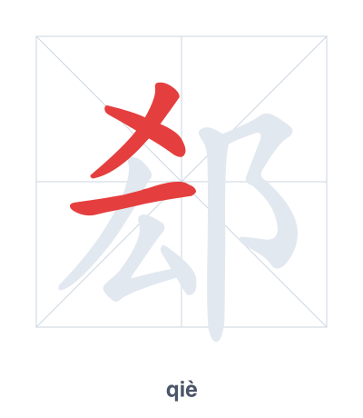 Stroke order practice for 郄 - qiè