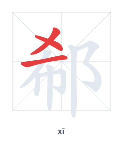 Stroke order practice for 郗 - xī