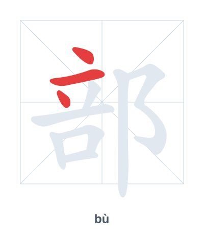 Stroke order practice for 部 - bù