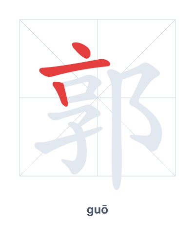 Stroke order practice for 郭 - guō