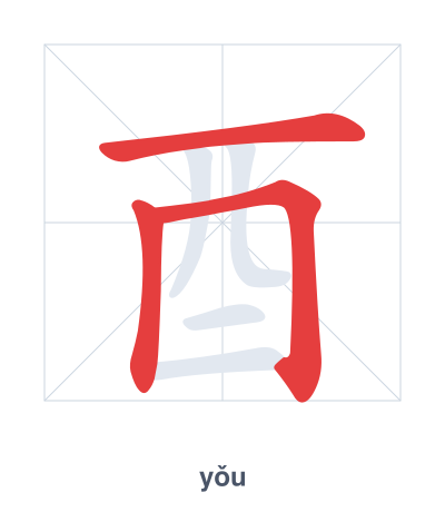 Stroke order practice for 酉 - yǒu