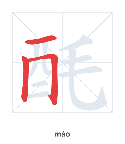 Stroke order practice for 酕 - máo