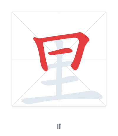 Stroke order practice for 里 - lǐ
