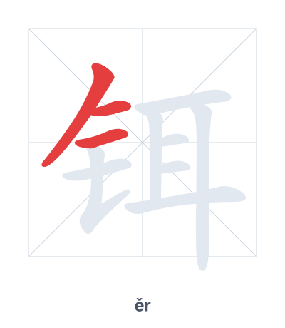 Stroke order practice for 铒 - ěr