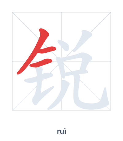 Stroke order practice for 锐 - ruì