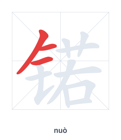 Stroke order practice for 锘 - nuò