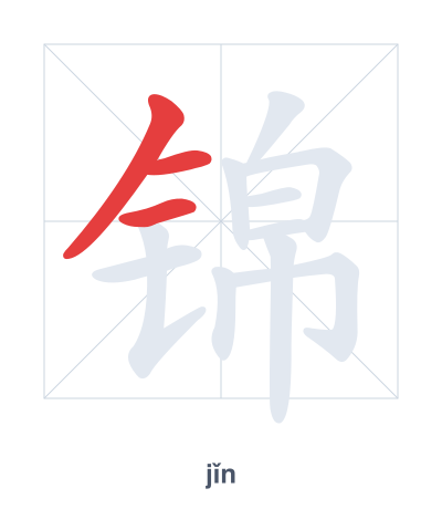Stroke order practice for 锦 - jǐn