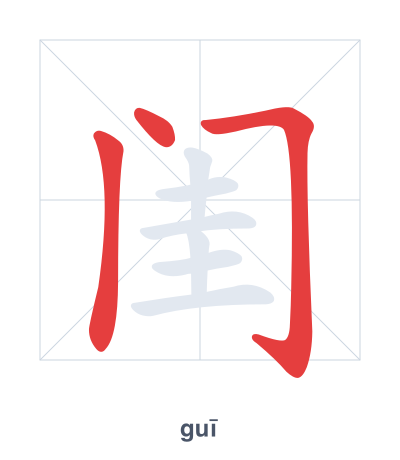 Stroke order practice for 闺 - guī