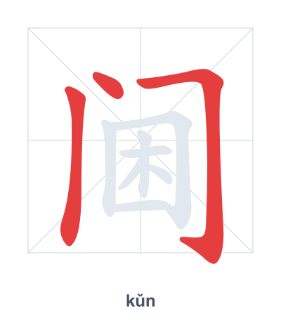 Stroke order practice for 阃 - kǔn