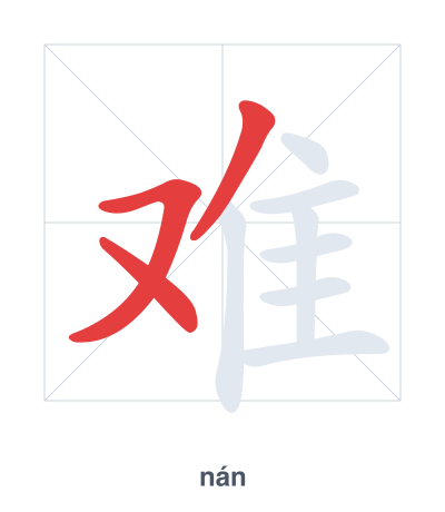 Stroke order practice for 难 - nán