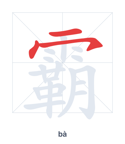 Stroke order practice for 霸 - bà
