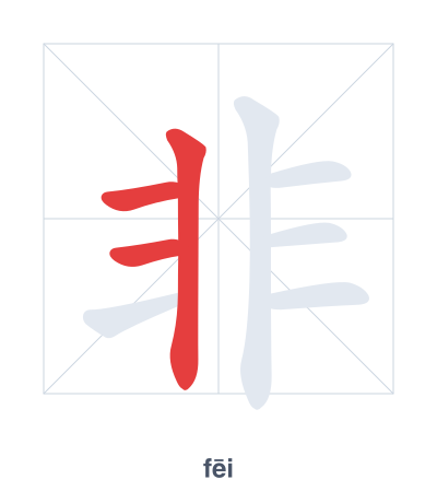 Stroke order practice for 非 - fēi