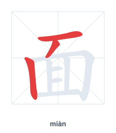 Stroke order practice for 面 - miàn