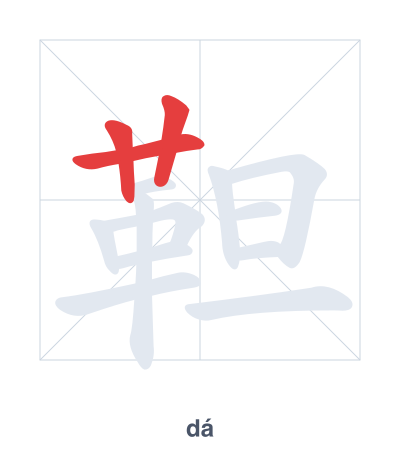 Stroke order practice for 靼 - dá