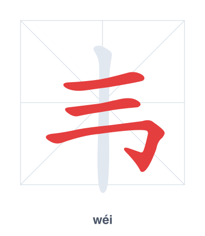 Stroke order practice for 韦 - wéi