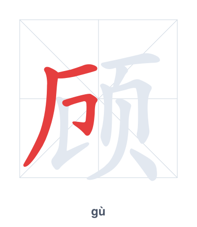 Stroke order practice for 顾 - gù