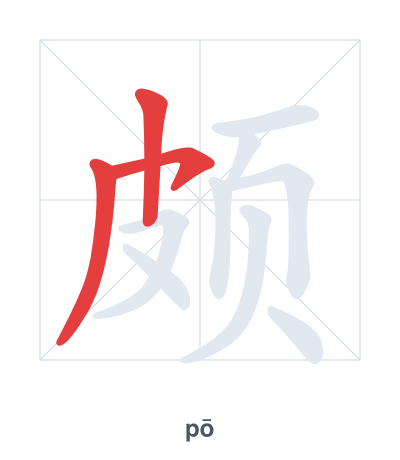 Stroke order practice for 颇 - pō