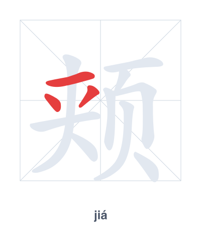 Stroke order practice for 颊 - jiá