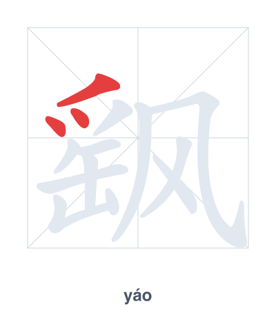 Stroke order practice for 飖 - yáo