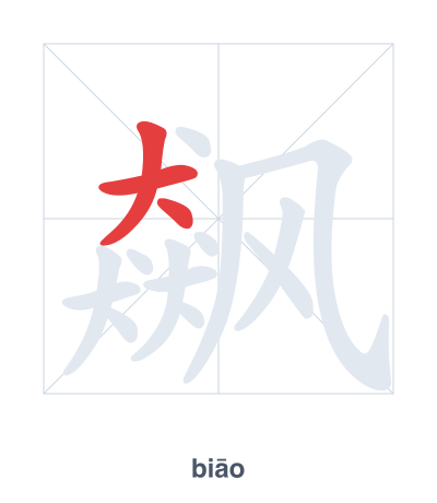 Stroke order practice for 飙 - biāo