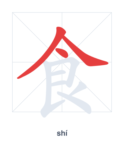 Stroke order practice for 食 - shí