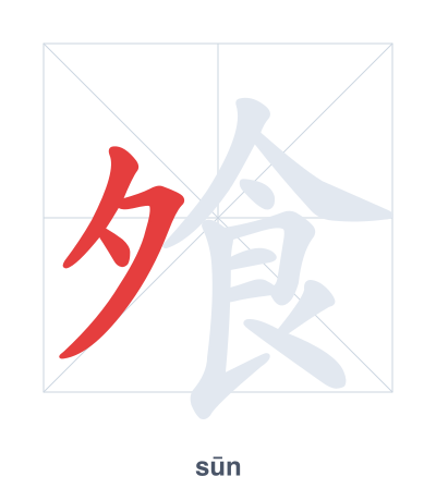 Stroke order practice for 飧 - sūn