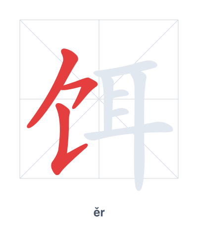 Stroke order practice for 饵 - ěr