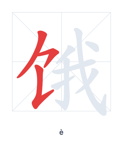 Stroke order practice for 饿 - è