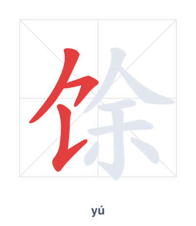 Stroke order practice for 馀 - yú