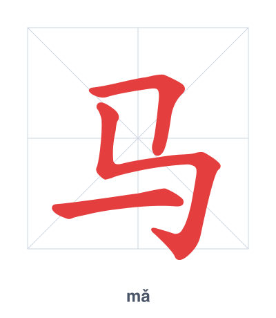 Stroke order practice for 马 - mǎ