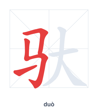 Stroke order practice for 驮 - duò