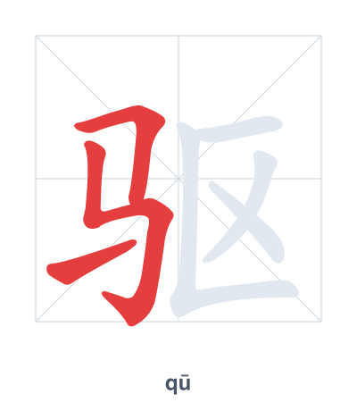 Stroke order practice for 驱 - qū