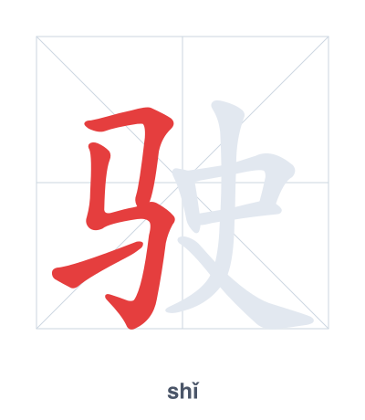 Stroke order practice for 驶 - shǐ