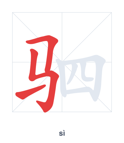 Stroke order practice for 驷 - sì