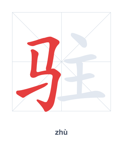 Stroke order practice for 驻 - zhù