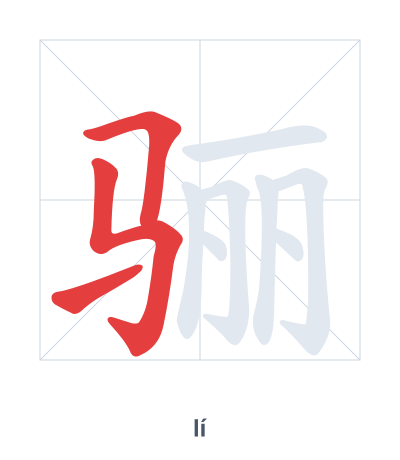 Stroke order practice for 骊 - lí