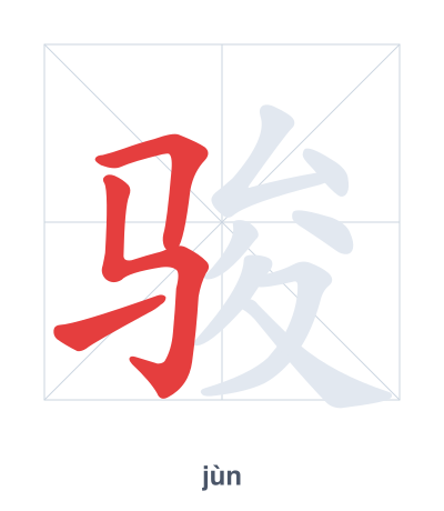 Stroke order practice for 骏 - jùn