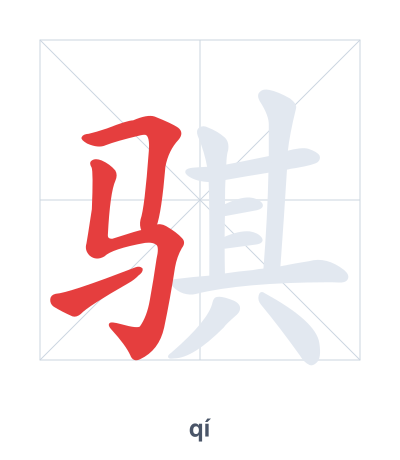 Stroke order practice for 骐 - qí