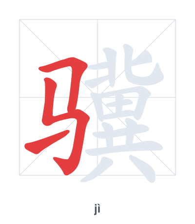 Stroke order practice for 骥 - jì