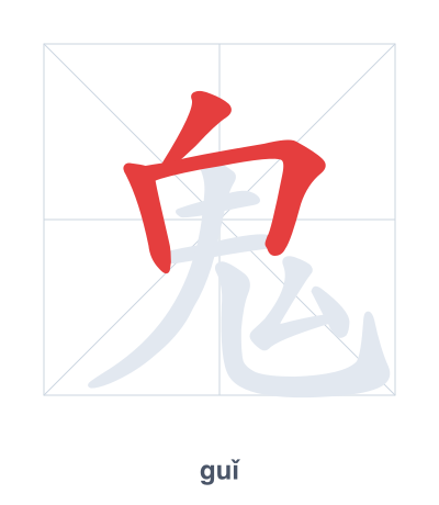 Stroke order practice for 鬼 - guǐ
