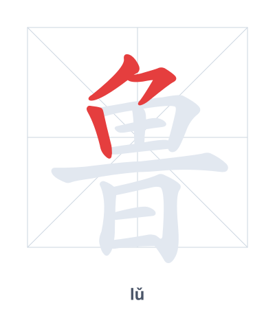 Stroke order practice for 鲁 - lǔ