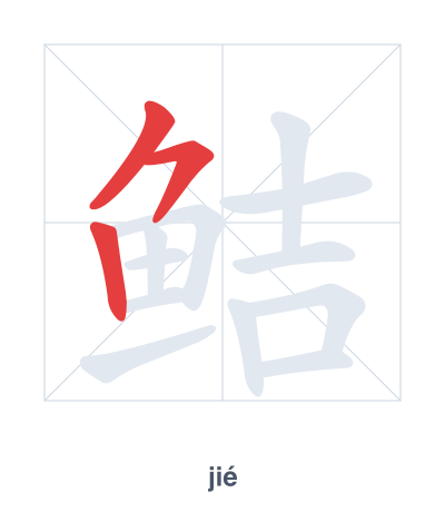 Stroke order practice for 鲒 - jié